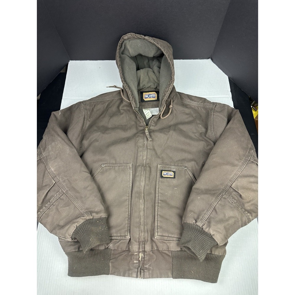 Vintage Big Smith Jacket Mens Medium Brown Hooded Canvas Workwear See Pics